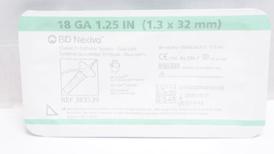 BD 383539 Nexiva Closed IV Cath. System - Dual Port 18Ga x 1.25inch (x)